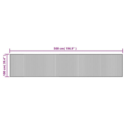 vidaXL Tapis rectangulaire gris 100x500 cm bambou
