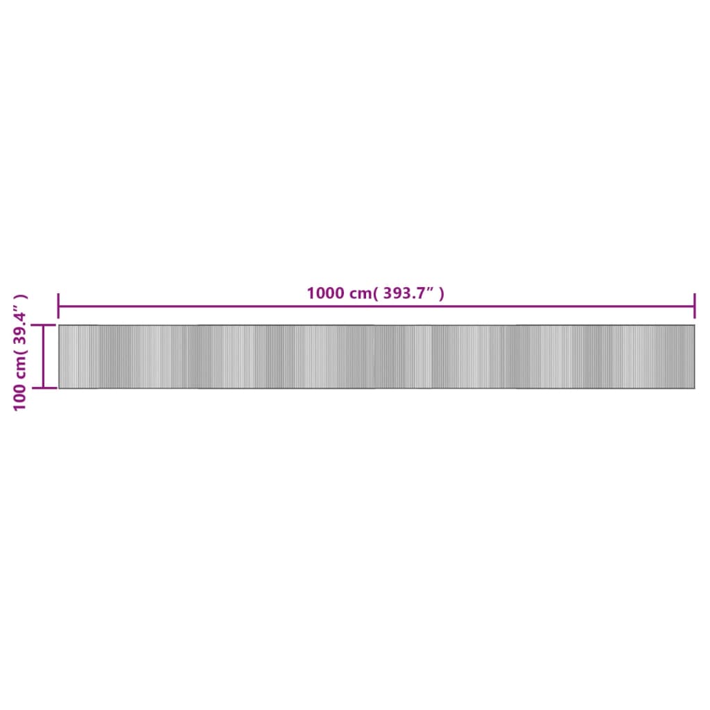vidaXL Tapis rectangulaire gris 100x1000 cm bambou