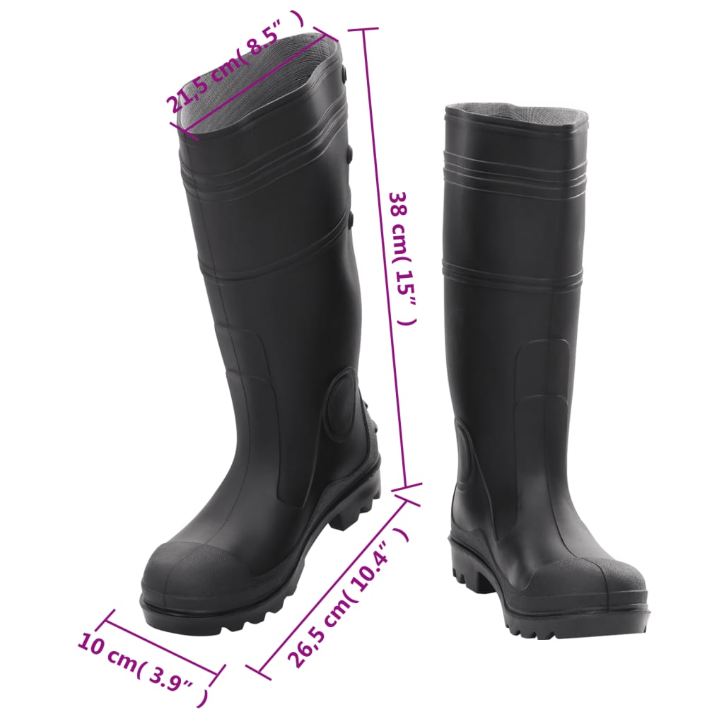 vidaXL Bottes de pluie noir taille 39 PVC