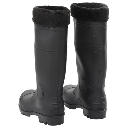 vidaXL Bottes de pluie avec chaussettes amovibles noir taille 38 PVC