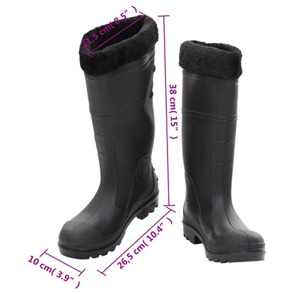 vidaXL Bottes de pluie avec chaussettes amovibles noir taille 39 PVC