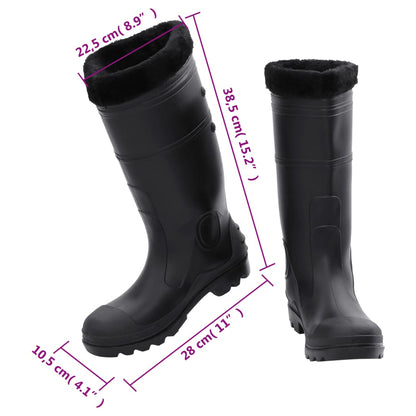 vidaXL Bottes de pluie avec chaussettes amovibles noir taille 41 PVC