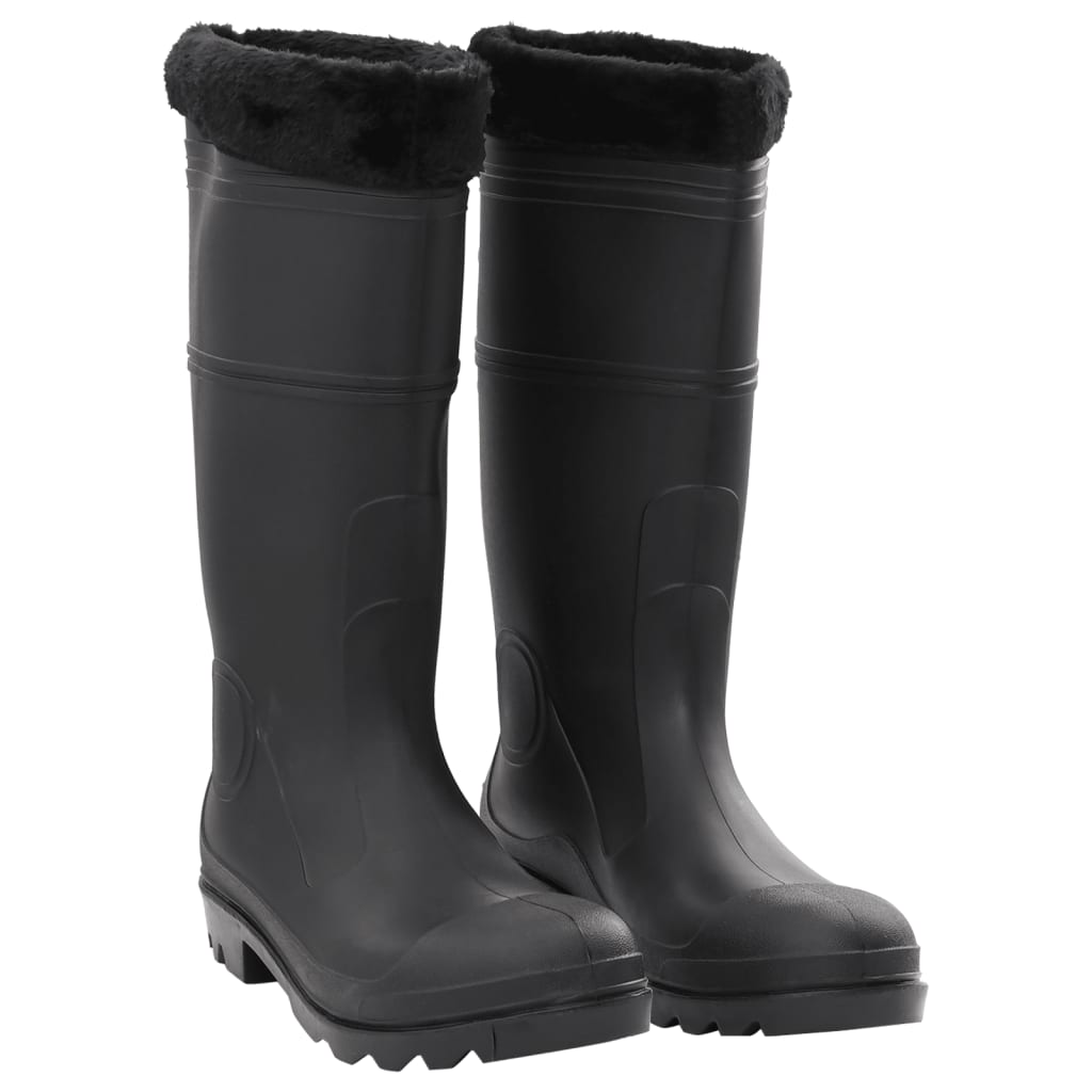 vidaXL Bottes de pluie avec chaussettes amovibles noir taille 46 PVC