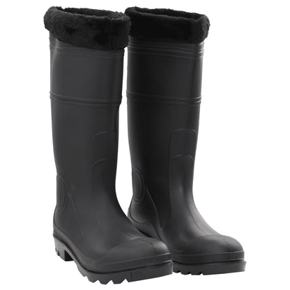 vidaXL Bottes de pluie avec chaussettes amovibles noir taille 46 PVC