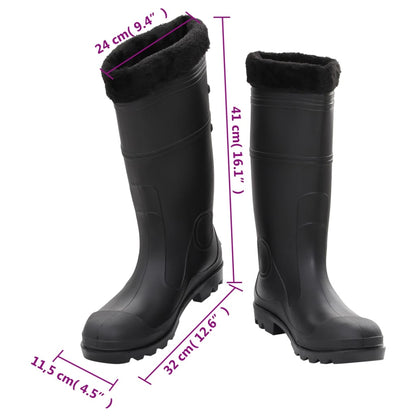 vidaXL Bottes de pluie avec chaussettes amovibles noir taille 46 PVC