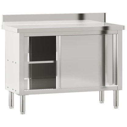 vidaXL Table de travail de cuisine avec portes coulissantes inox