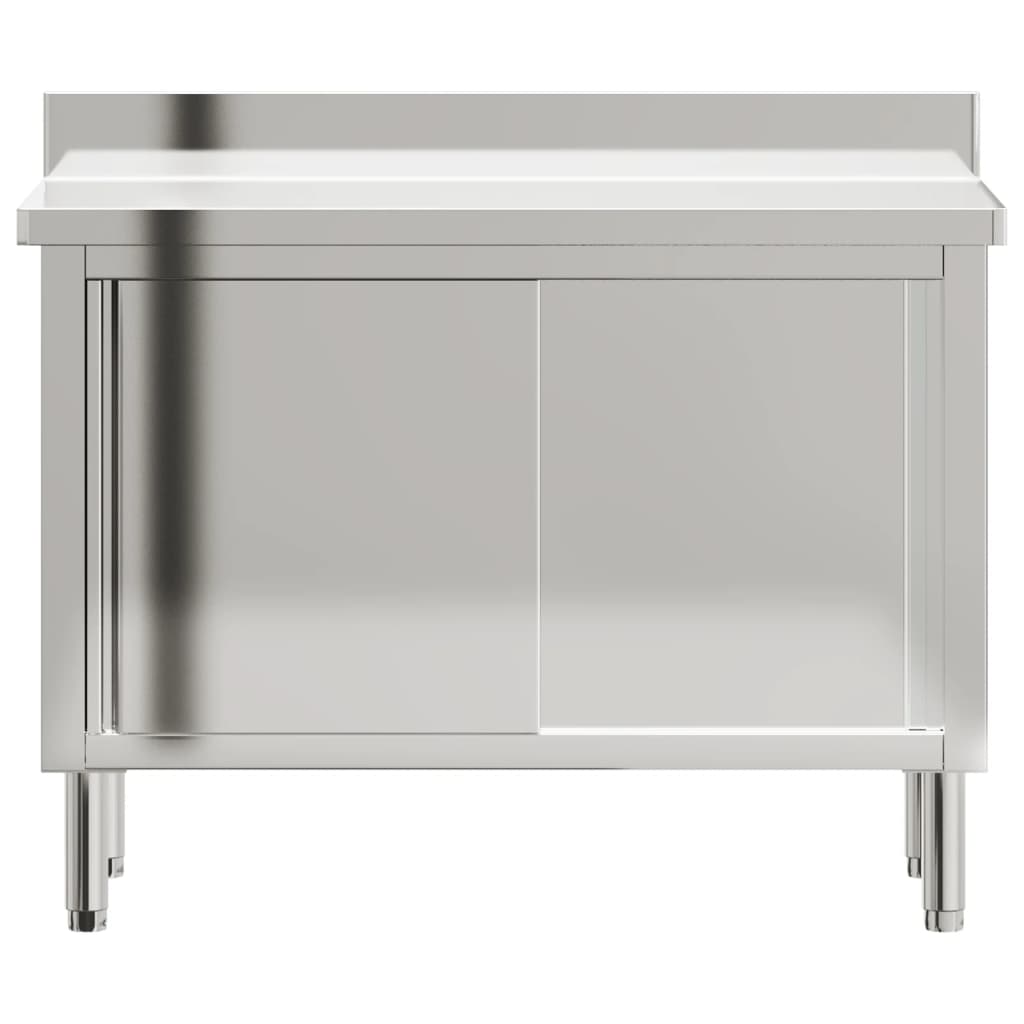 vidaXL Table de travail de cuisine avec portes coulissantes inox