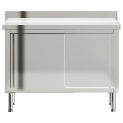 vidaXL Table de travail de cuisine avec portes coulissantes inox