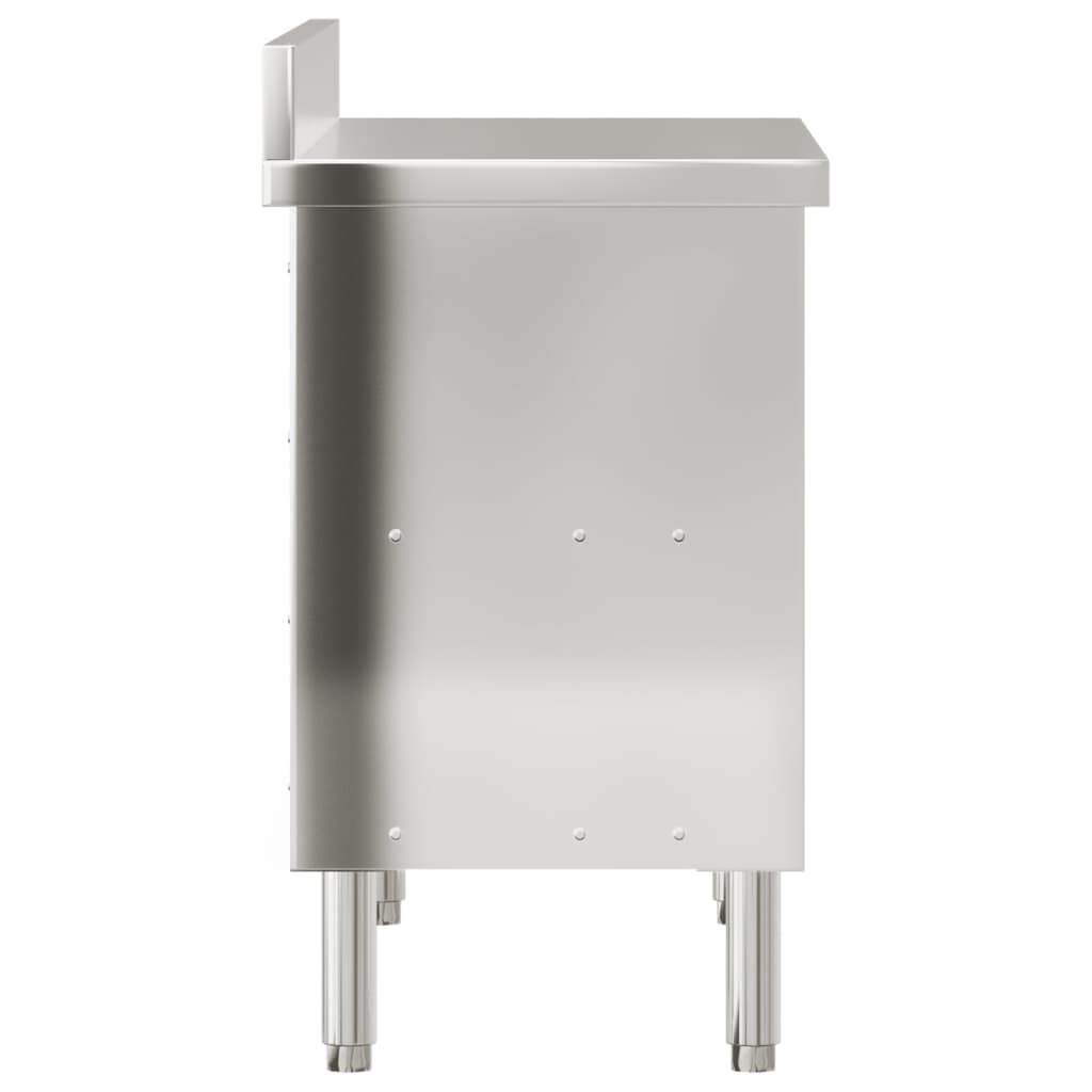 vidaXL Table de travail de cuisine avec portes coulissantes inox