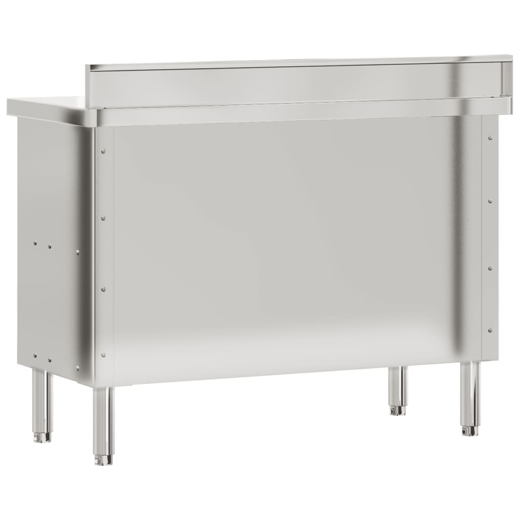 vidaXL Table de travail de cuisine avec portes coulissantes inox
