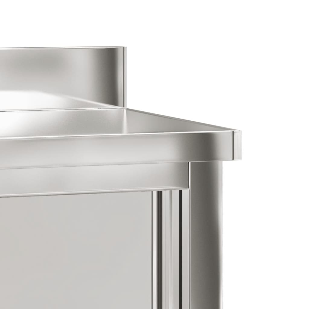 vidaXL Table de travail de cuisine avec portes coulissantes inox