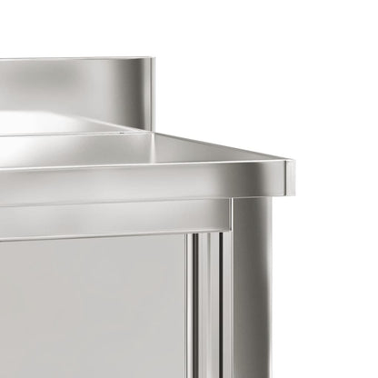 vidaXL Table de travail de cuisine avec portes coulissantes inox