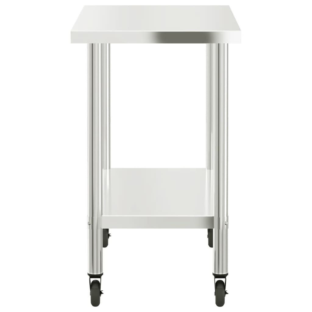vidaXL Table de travail de cuisine avec roues 110x55x85 cm inox