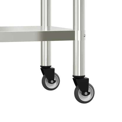 vidaXL Table de travail de cuisine avec roues 110x55x85 cm inox