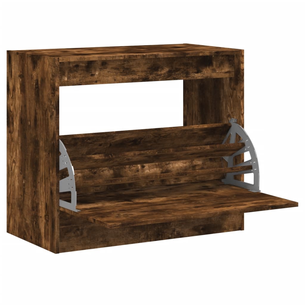 vidaXL Armoire à chaussures chêne fumé 80x42x69 cm bois d'ingénierie