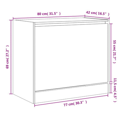 vidaXL Armoire à chaussures chêne fumé 80x42x69 cm bois d'ingénierie