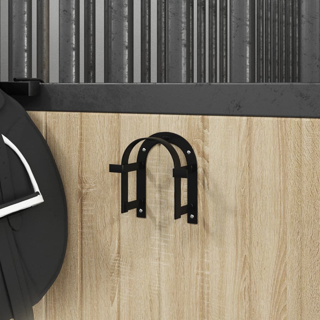 vidaXL Porte-bride mural noir fer