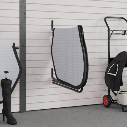 vidaXL Support de tapis de selle 3 bras noir fer