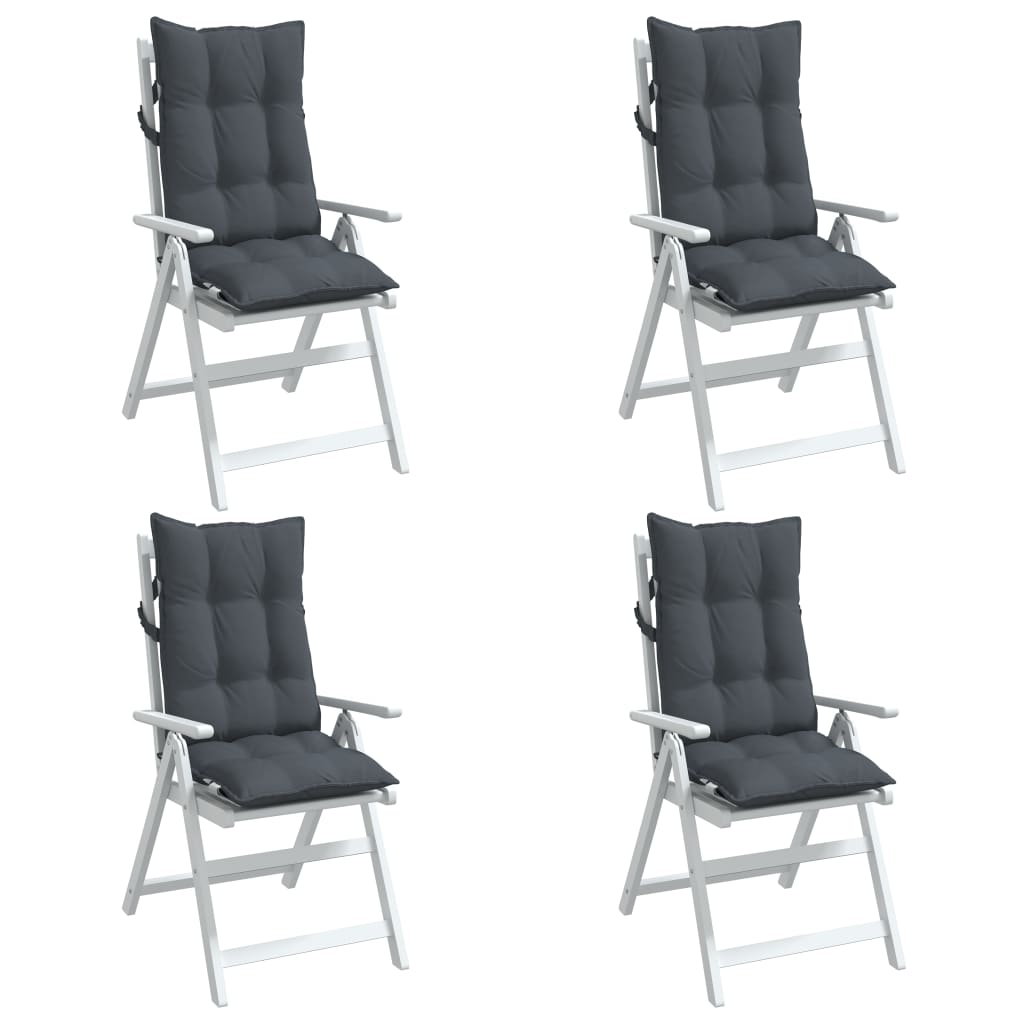 vidaXL Coussins de chaise à dossier haut lot de 4 anthracite