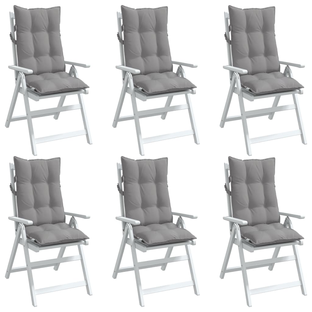 vidaXL Coussins de chaise à dossier haut lot de 6 gris tissu oxford