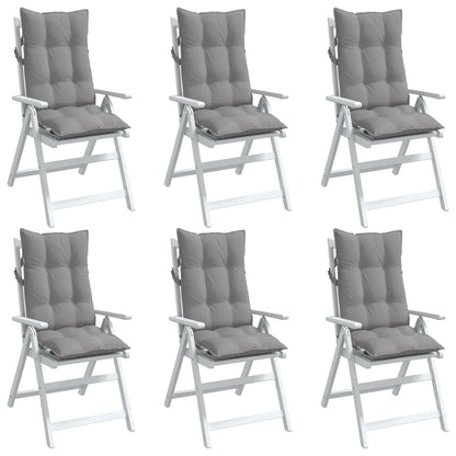 vidaXL Coussins de chaise à dossier haut lot de 6 gris tissu oxford