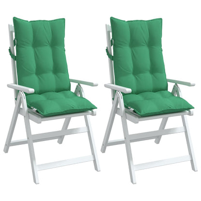 vidaXL Coussins de chaise à dossier haut lot de 2 vert tissu oxford