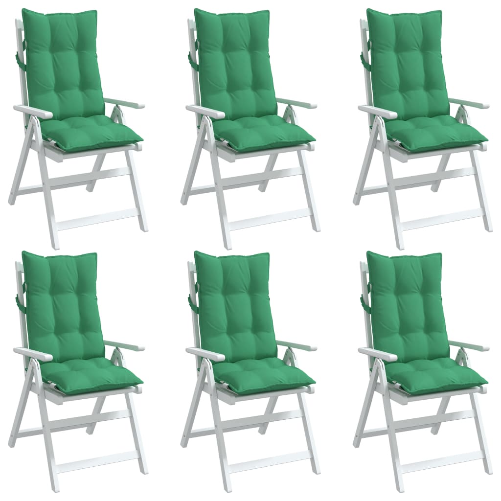 vidaXL Coussins de chaise à dossier haut lot de 6 vert tissu oxford