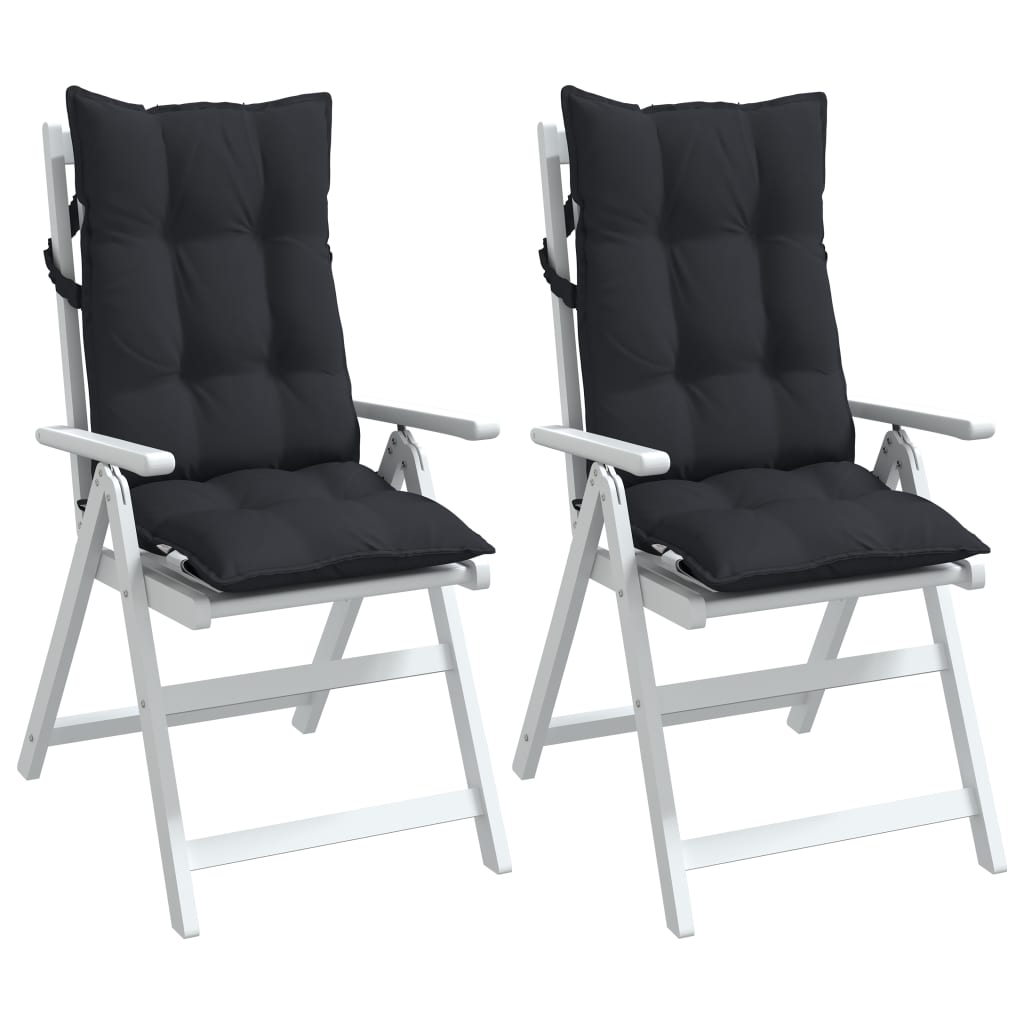 vidaXL Coussins de chaise à dossier haut lot de 2 noir tissu oxford