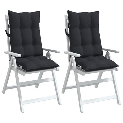 vidaXL Coussins de chaise à dossier haut lot de 2 noir tissu oxford