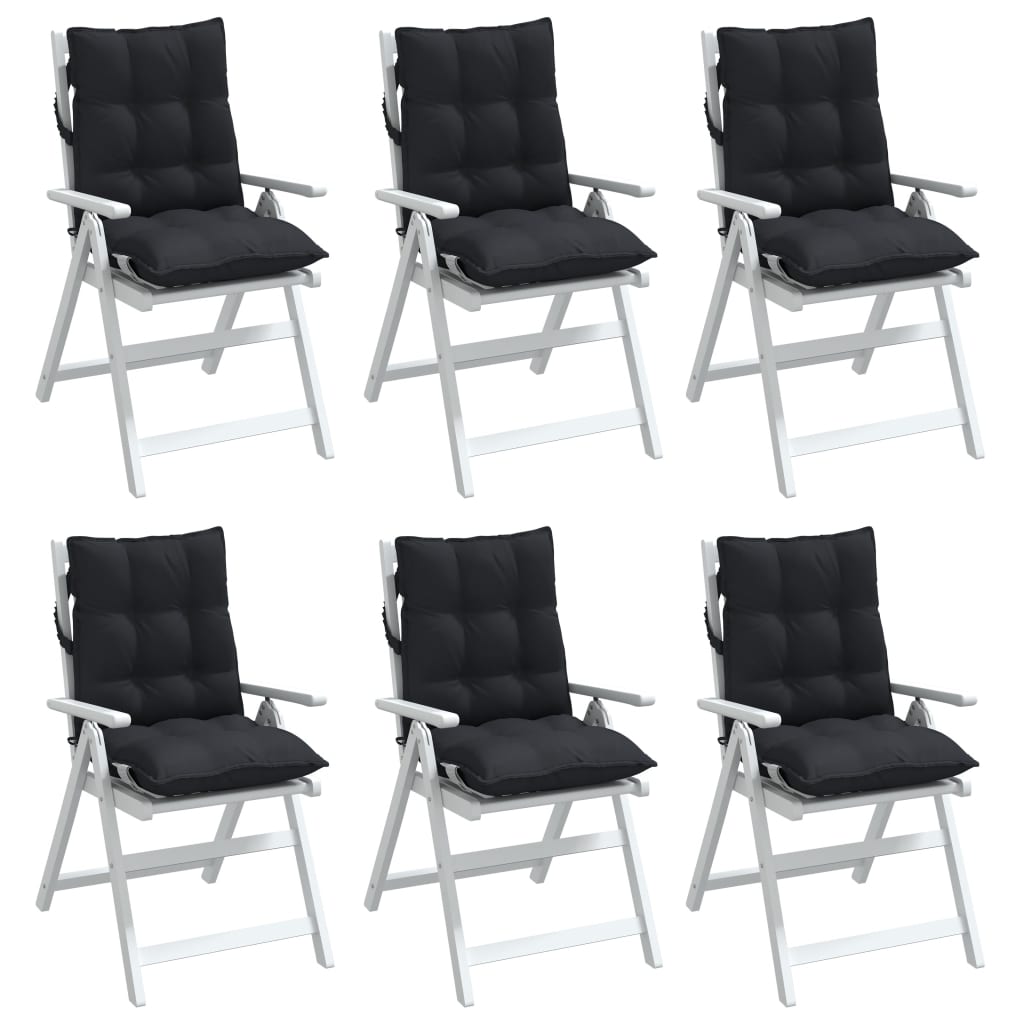 vidaXL Coussins de chaise à dossier bas lot de 6 noir tissu oxford