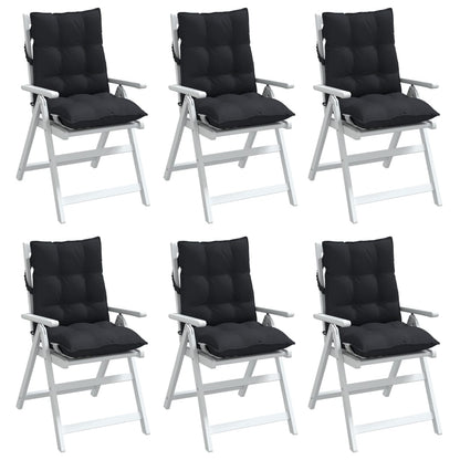 vidaXL Coussins de chaise à dossier bas lot de 6 noir tissu oxford
