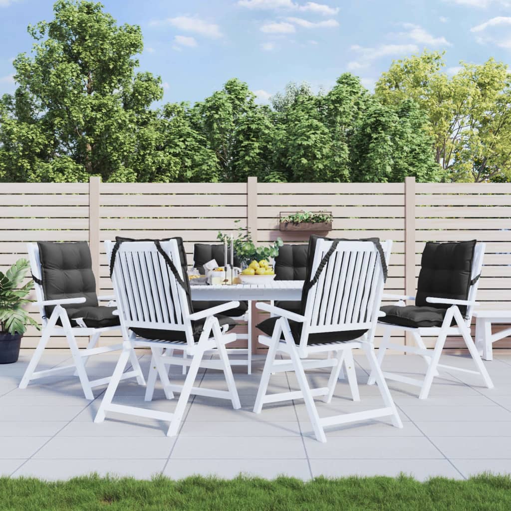 vidaXL Coussins de chaise à dossier bas lot de 6 noir tissu oxford
