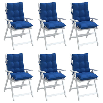 vidaXL Coussins de chaise à dossier bas lot de 6 bleu royal