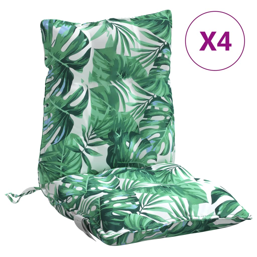 vidaXL Coussins de chaise à dossier bas lot de 4 modèle de feuille