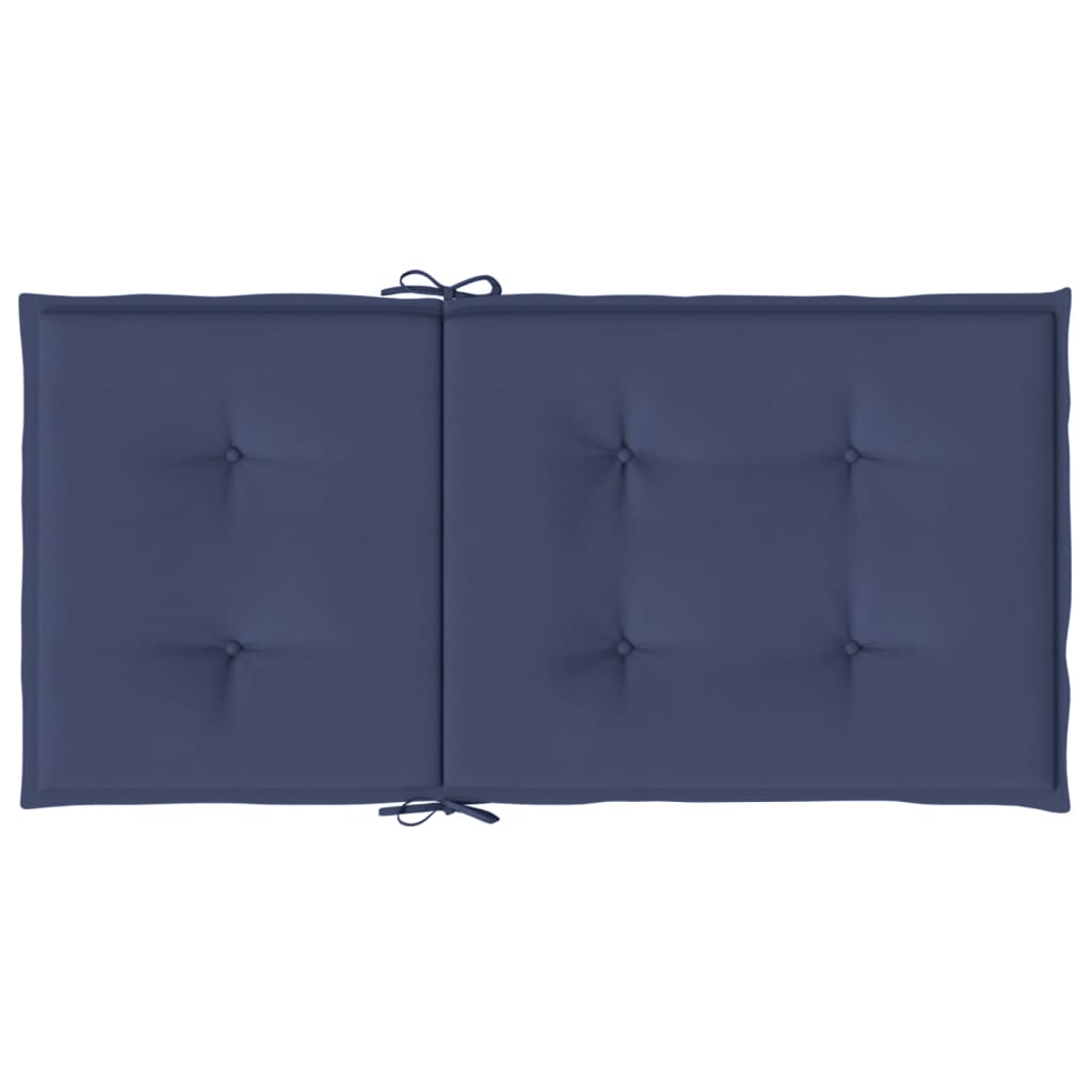 vidaXL Coussins de chaise à dossier bas lot de 2 bleu marine tissu