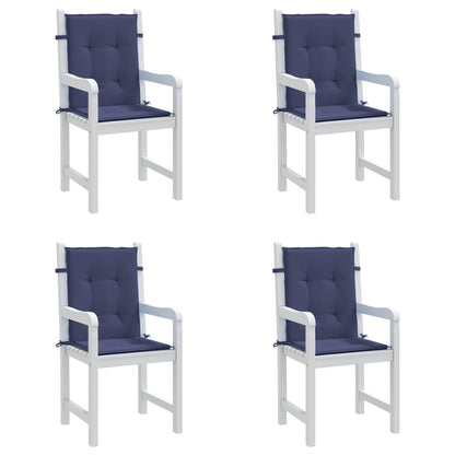 vidaXL Coussins de chaise à dossier bas lot de 4 bleu marine tissu