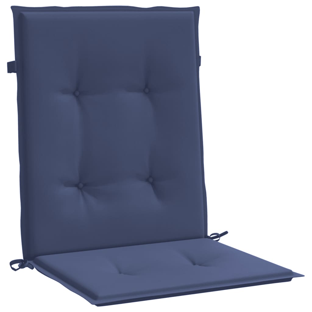 vidaXL Coussins de chaise à dossier bas lot de 4 bleu marine tissu