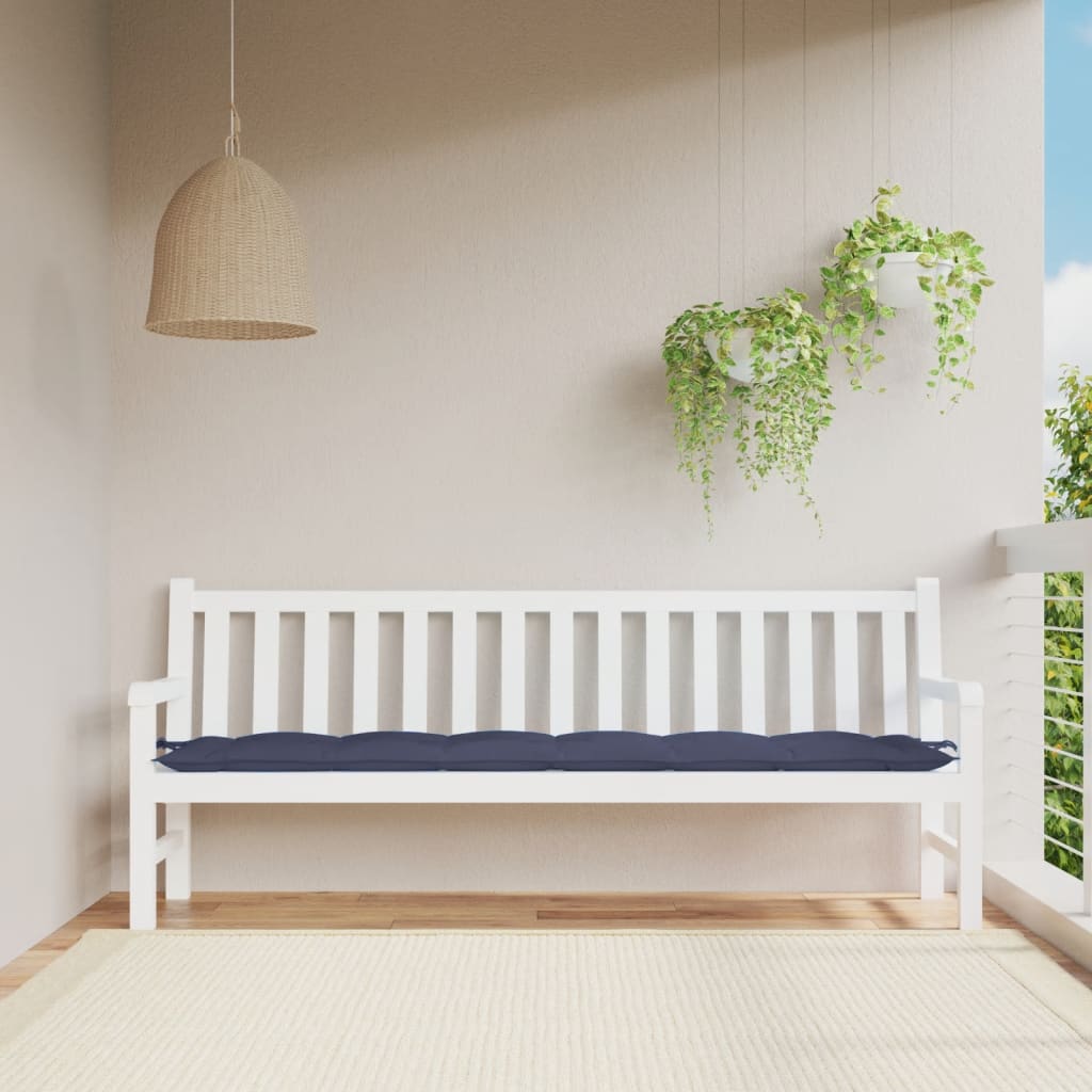 vidaXL Coussin de banc de jardin bleu marine 200x50x7 cm tissu oxford