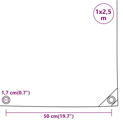 vidaXL Bâche gris 1x2,5 m 650 g/m²