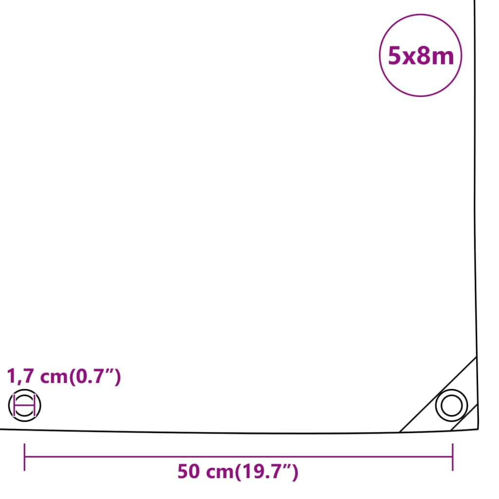 vidaXL Bâche gris 5x8 m 650 g/m²