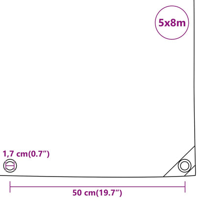 vidaXL Bâche gris 5x8 m 650 g/m²