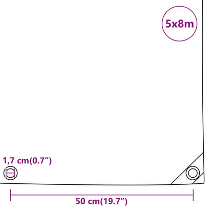 vidaXL Bâche noir 5x8 m 650 g/m²
