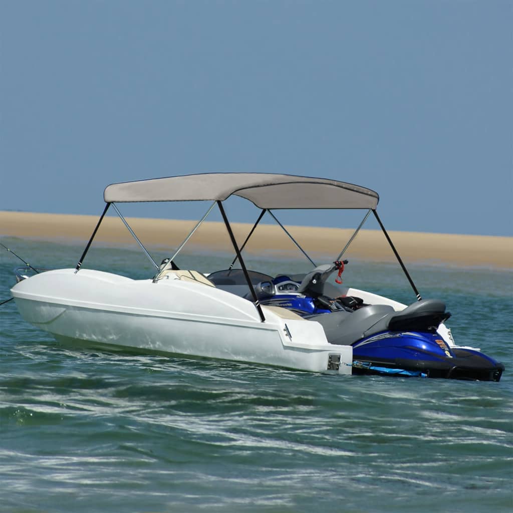 vidaXL Auvent bimini à 2 arceaux gris 148,5x133x104 cm