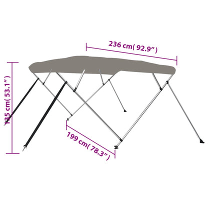 vidaXL Auvent bimini à 4 arceaux gris 236x199x135 cm