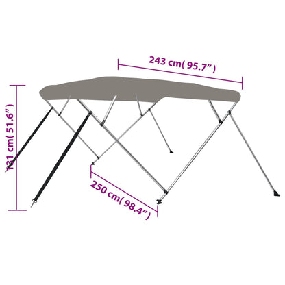 vidaXL Auvent bimini à 4 arceaux gris 243x250x131 cm