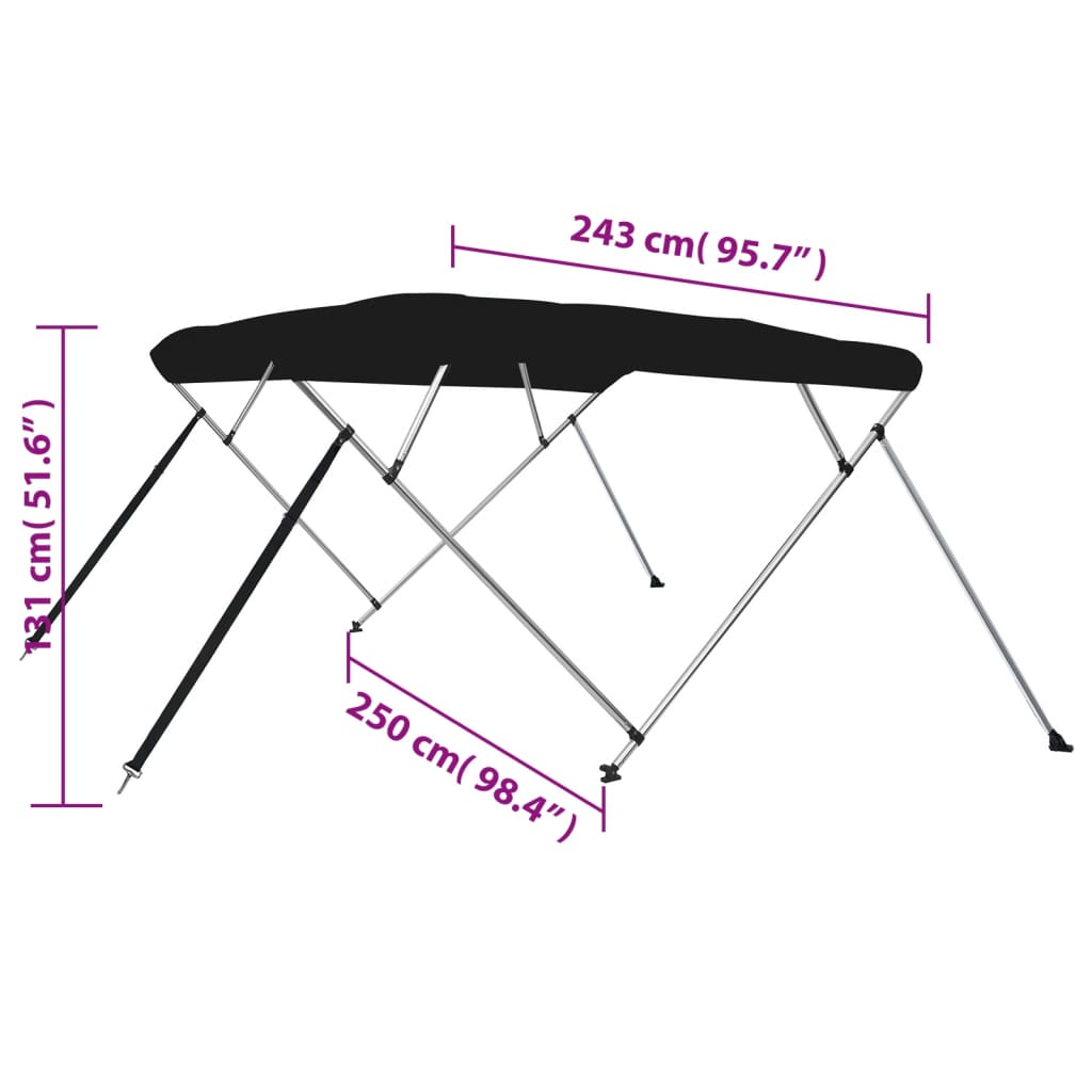 vidaXL Auvent bimini à 4 arceaux noir 243x250x131 cm
