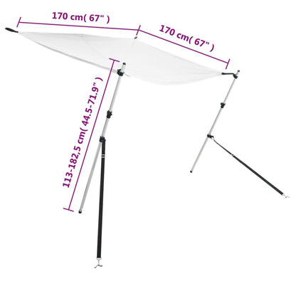 vidaXL Extension d'ombrage T-Top blanc 170x170x(113-182,5) cm