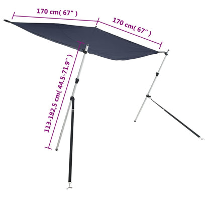 vidaXL Extension d'ombrage T-Top bleu 170x170x(113-182,5) cm