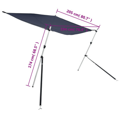 vidaXL Extension d'ombrage T-Top bleu marine 174x205x(115-194) cm