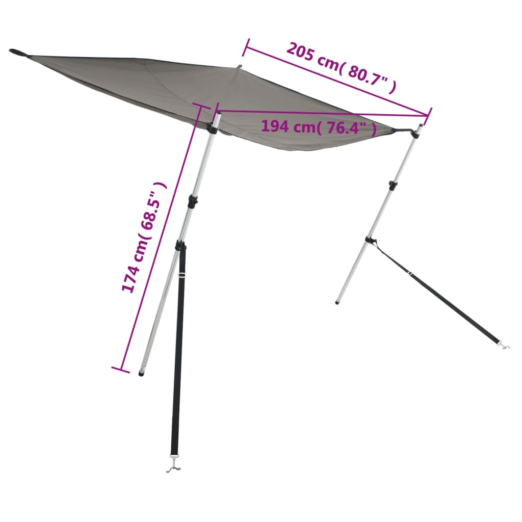 vidaXL Extension d'ombrage T-Top anthracite 174x205x(115-194) cm